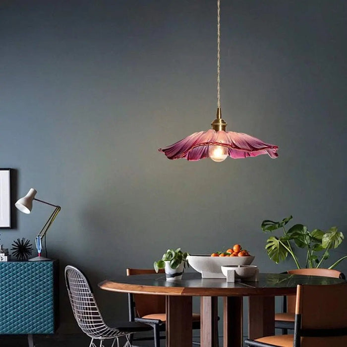 Retro Flower Shape Glass Pendant Light For Dining Room - Simprolos