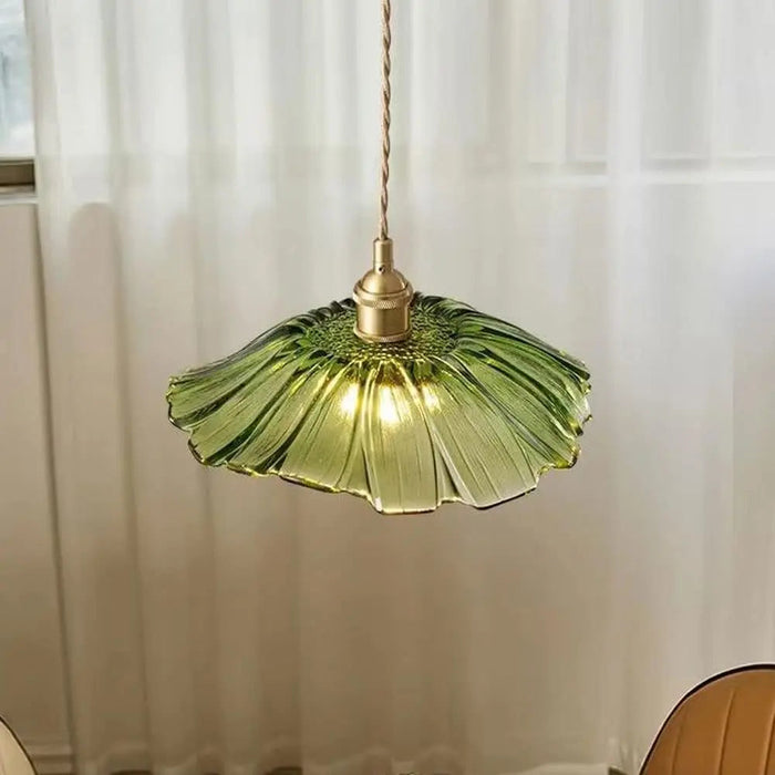 Retro Flower Shape Glass Pendant Light For Dining Room - Simprolos