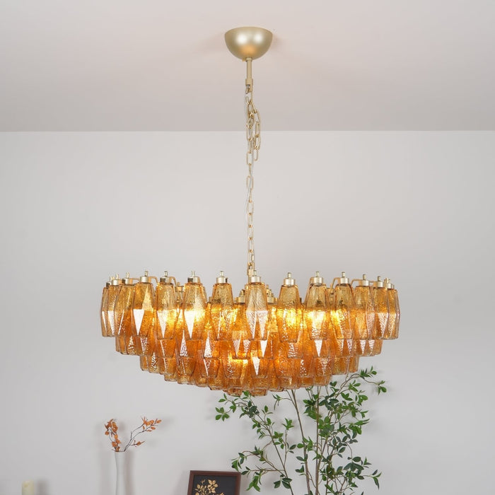 Rhombus Amber Glass Chandelier - Simprolos