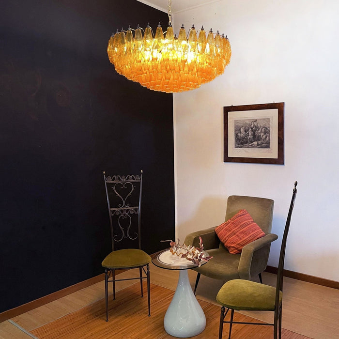 Rhombus Amber Glass Chandelier - Simprolos