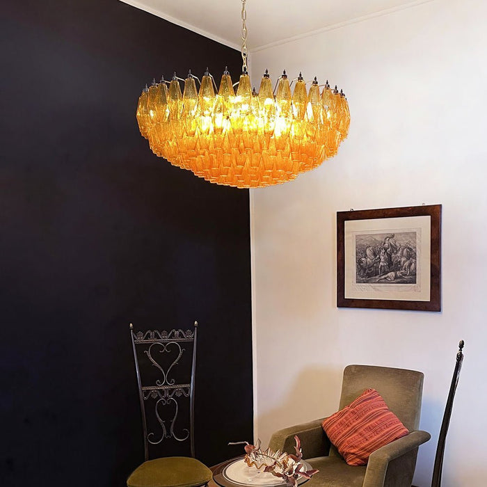 Rhombus Amber Glass Chandelier - Simprolos