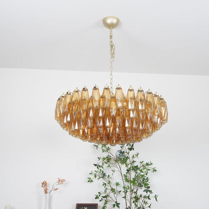 Rhombus Amber Glass Chandelier - Simprolos