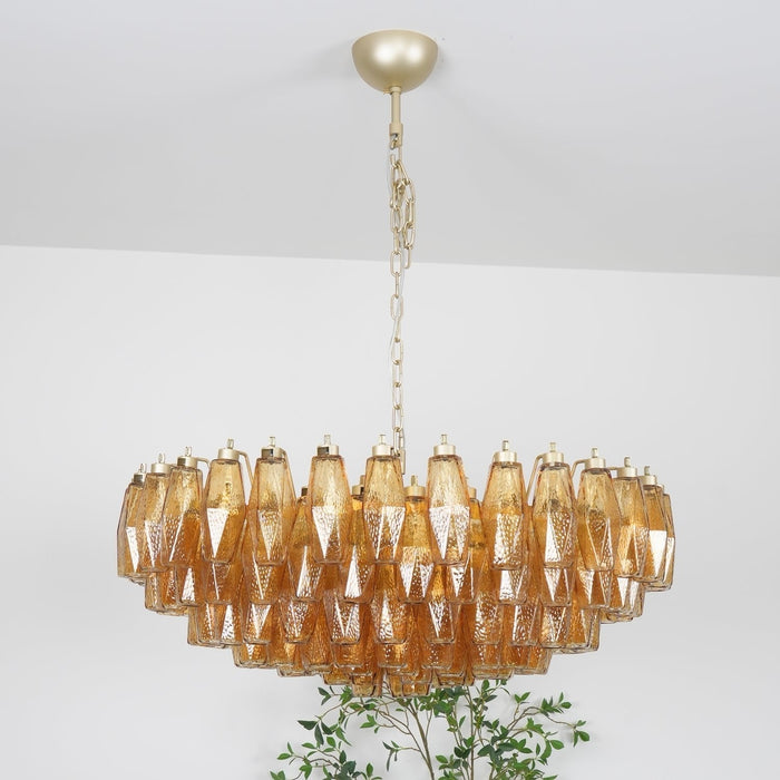Rhombus Amber Glass Chandelier - Simprolos