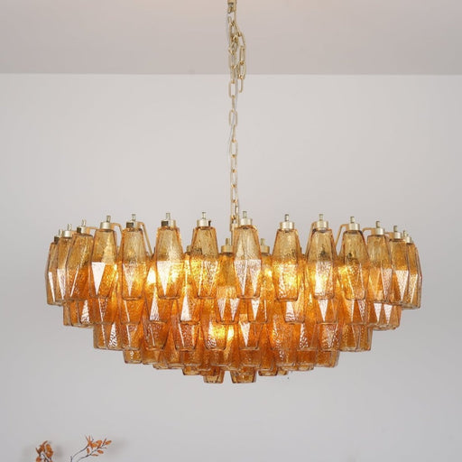 Rhombus Amber Glass Chandelier - Simprolos