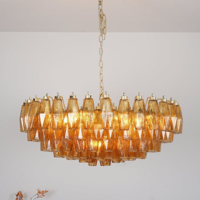Rhombus Amber Glass Chandelier - Simprolos