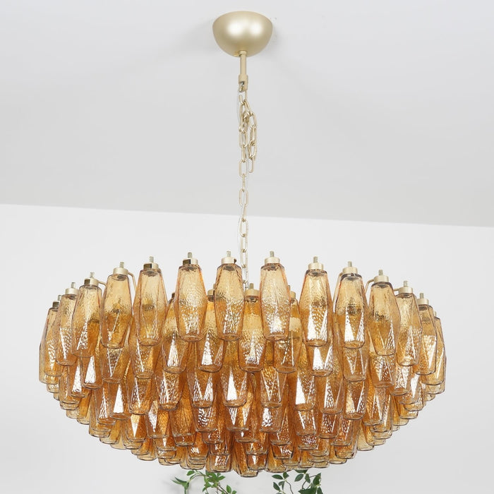 Rhombus Amber Glass Chandelier - Simprolos