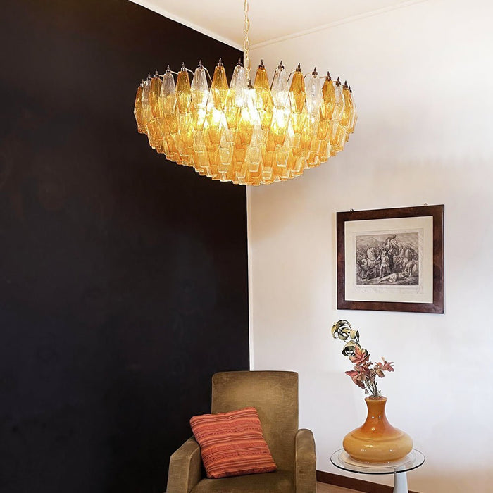 Rhombus Amber Glass Chandelier - Simprolos