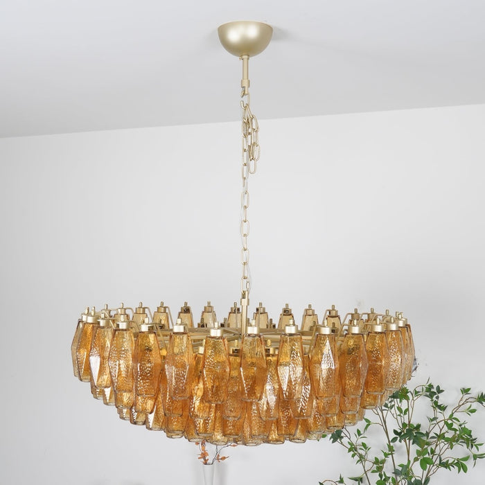 Rhombus Amber Glass Chandelier - Simprolos