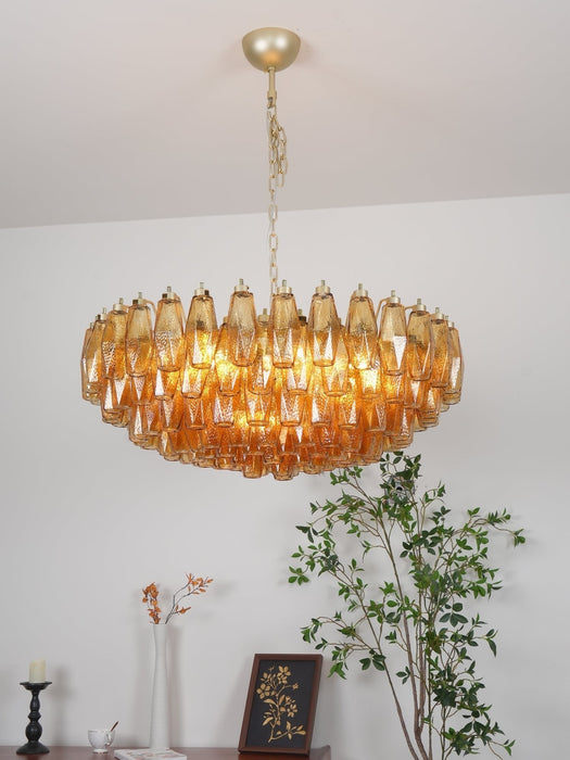 Rhombus Amber Glass Chandelier - Simprolos