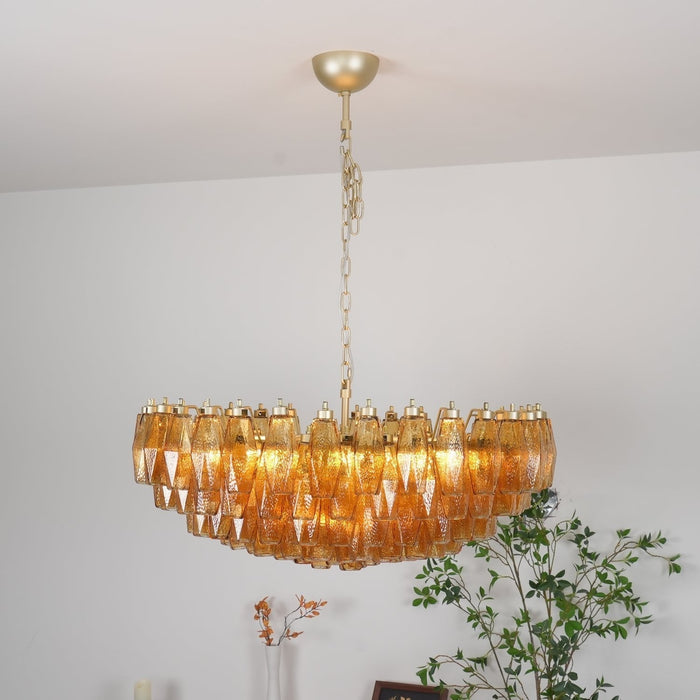 Rhombus Amber Glass Chandelier - Simprolos