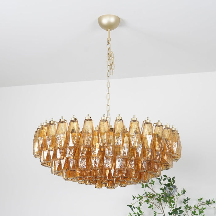 Rhombus Amber Glass Chandelier - Simprolos