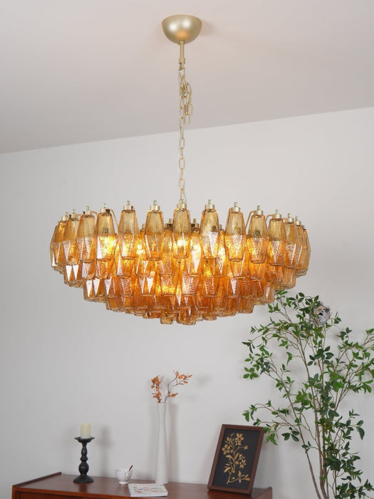 Rhombus Amber Glass Chandelier - Simprolos