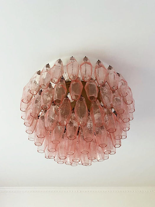 Rhombus Pink Glass Ceiling Lamp - Simprolos
