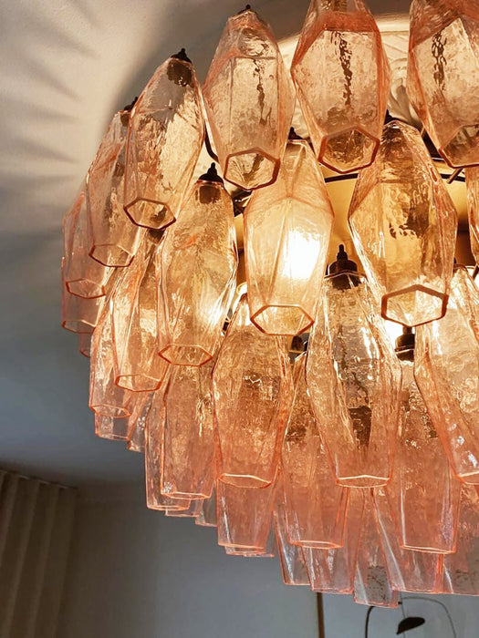 Rhombus Pink Glass Ceiling Lamp - Simprolos
