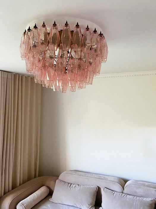 Rhombus Pink Glass Ceiling Lamp - Simprolos