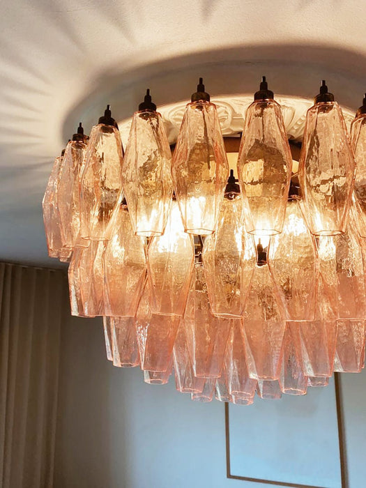 Rhombus Pink Glass Ceiling Lamp - Simprolos