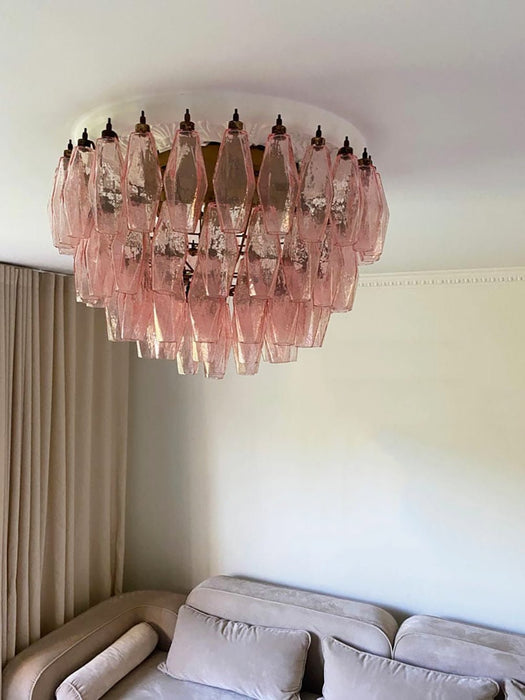 Rhombus Pink Glass Ceiling Lamp - Simprolos