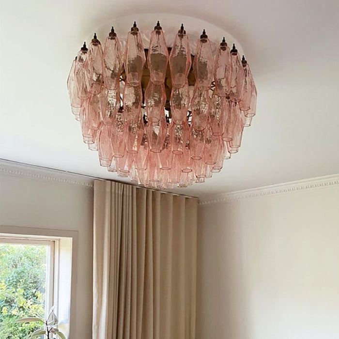 Rhombus Pink Glass Ceiling Lamp - Simprolos