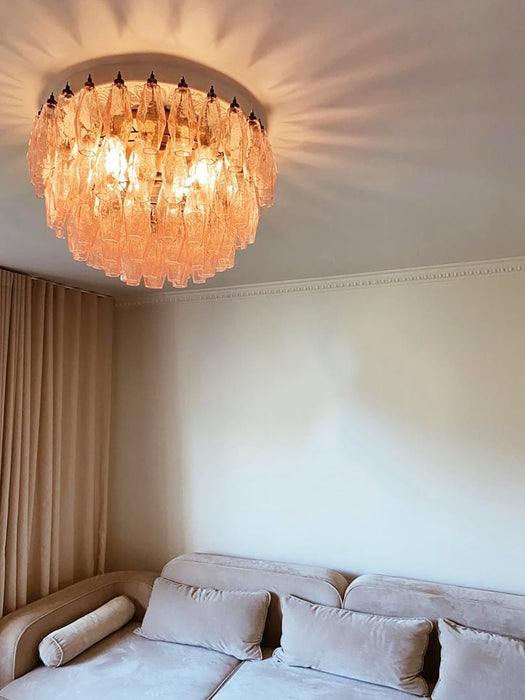 Rhombus Pink Glass Ceiling Lamp - Simprolos