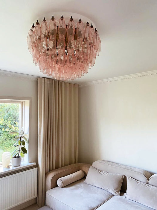Rhombus Pink Glass Ceiling Lamp - Simprolos
