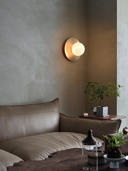 Round Alabaster Orb Sconce - Simprolos