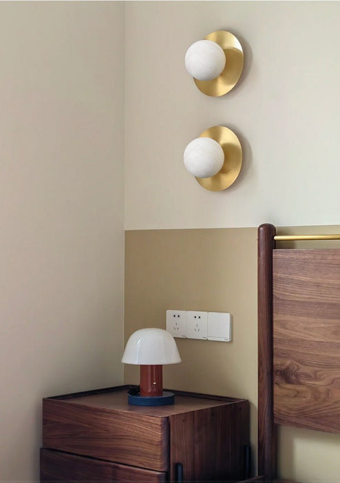 Round Alabaster Orb Sconce - Simprolos