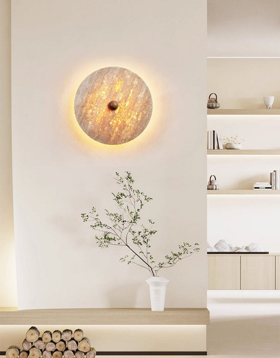Round Travertine Disk Wall Lamp - Simprolos