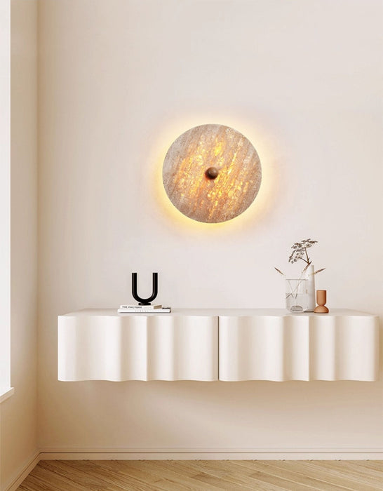 Round Travertine Disk Wall Lamp - Simprolos