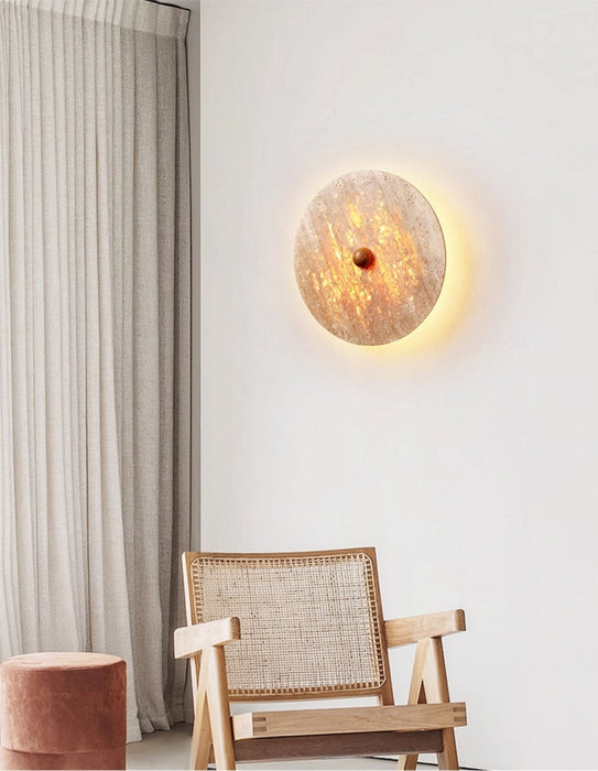 Round Travertine Disk Wall Lamp - Simprolos