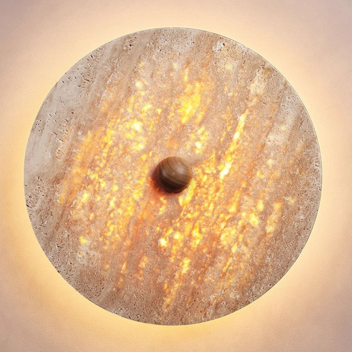 Round Travertine Disk Wall Lamp - Simprolos