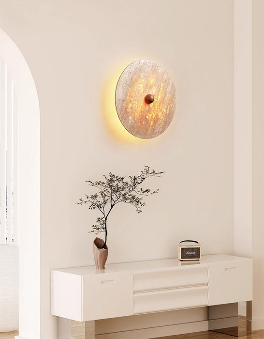 Round Travertine Disk Wall Lamp - Simprolos