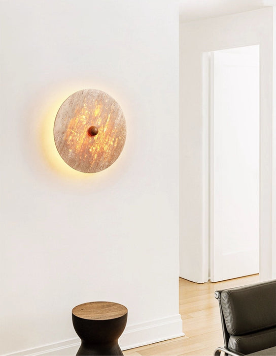 Round Travertine Disk Wall Lamp - Simprolos