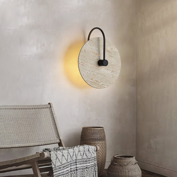 Round Travertine Wall Lamp - Simprolos