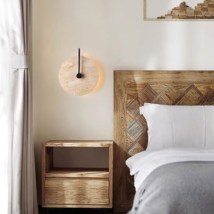 Round Travertine Wall Lamp - Simprolos