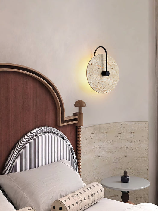 Round Travertine Wall Lamp - Simprolos