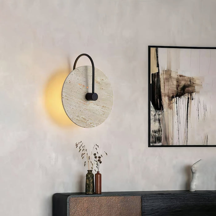 Round Travertine Wall Lamp - Simprolos