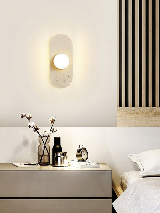 Rounded Travertine Wall Sconce - Simprolos