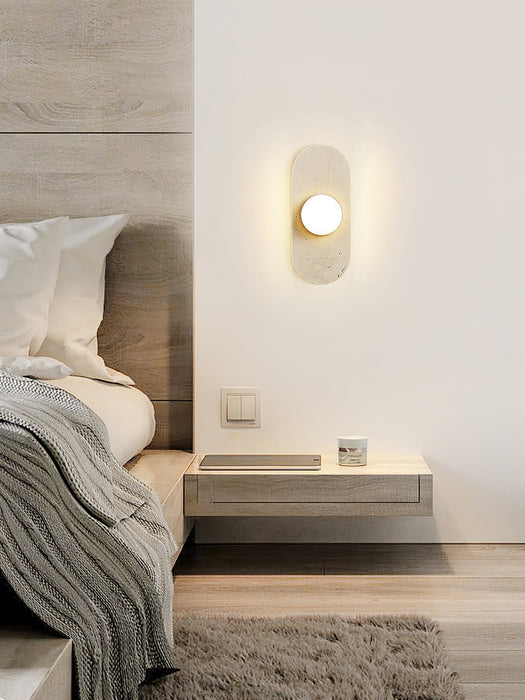 Rounded Travertine Wall Sconce - Simprolos