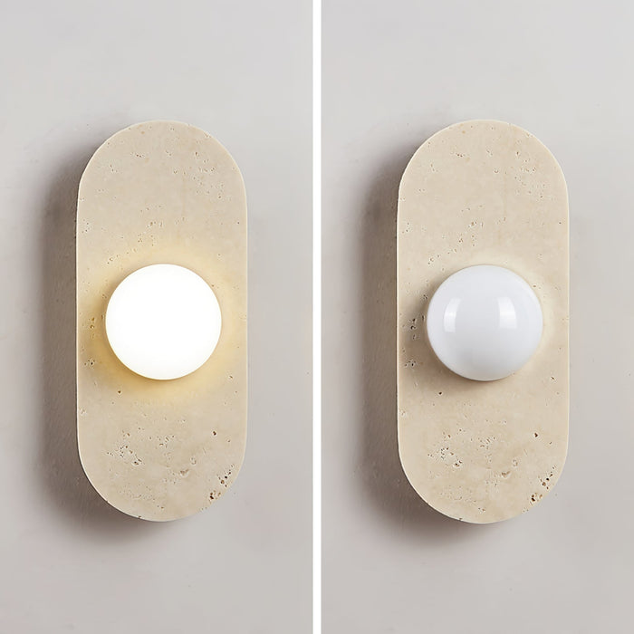 Rounded Travertine Wall Sconce - Simprolos