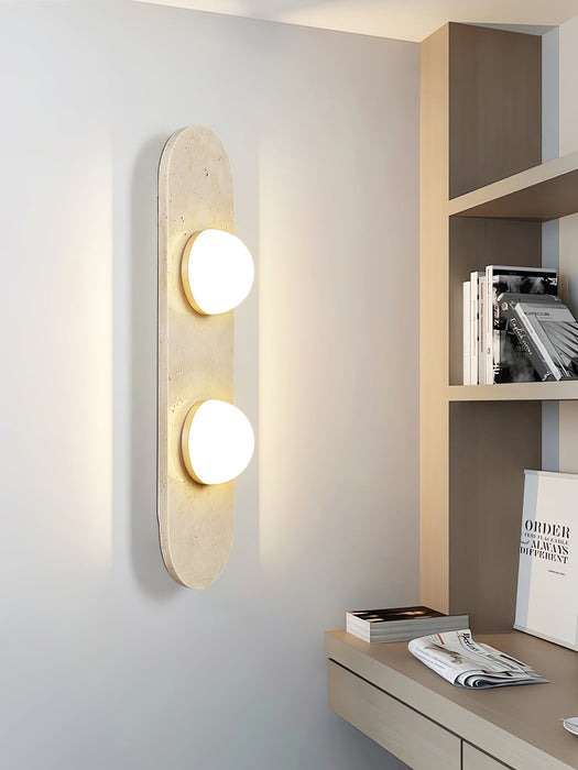 Rounded Travertine Wall Sconce - Simprolos