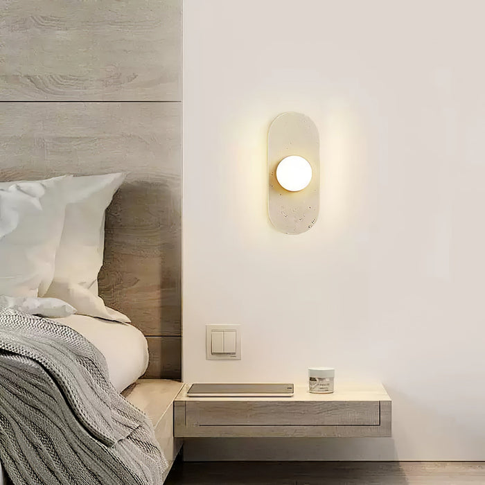 Rounded Travertine Wall Sconce - Simprolos