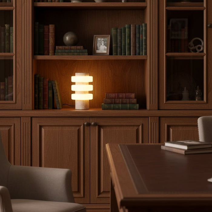 Saturn Travertine Table Lamp - Simprolos