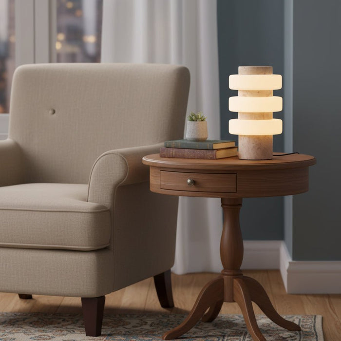 Saturn Travertine Table Lamp - Simprolos