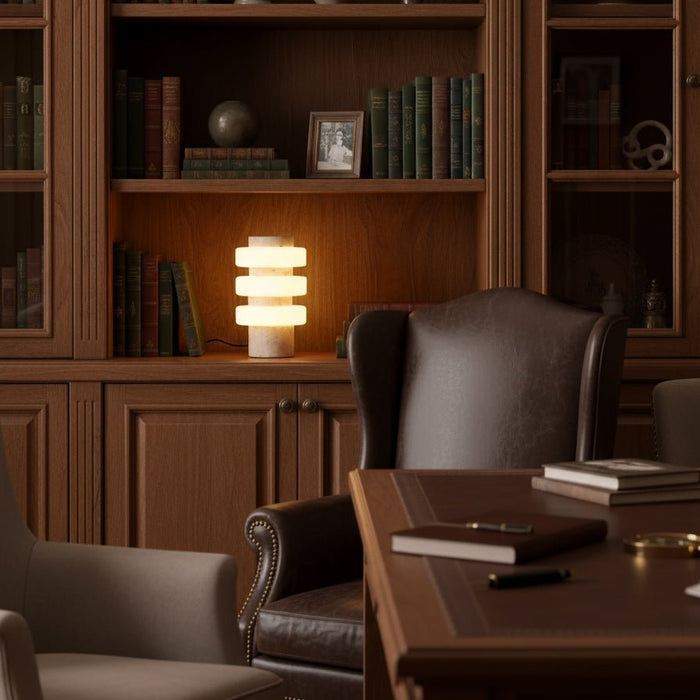 Saturn Travertine Table Lamp - Simprolos