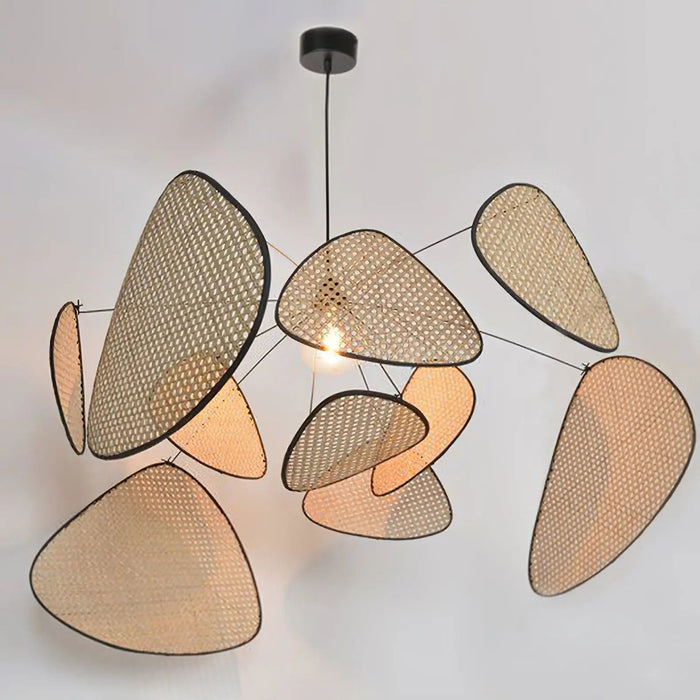 Screen Cannage Suspension Rattan Petal Pendant Lamp - Simprolos