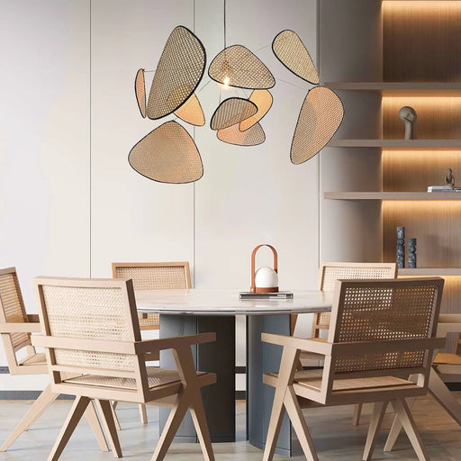 Screen Cannage Suspension Rattan Petal Pendant Lamp - Simprolos