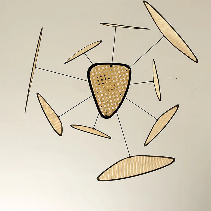 Screen Cannage Suspension Rattan Petal Pendant Lamp - Simprolos