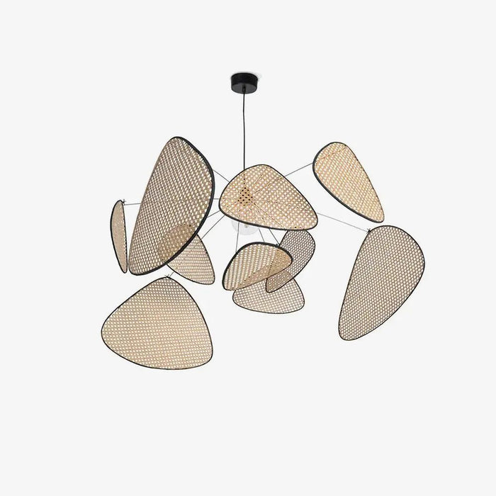 Screen Cannage Suspension Rattan Petal Pendant Lamp - Simprolos