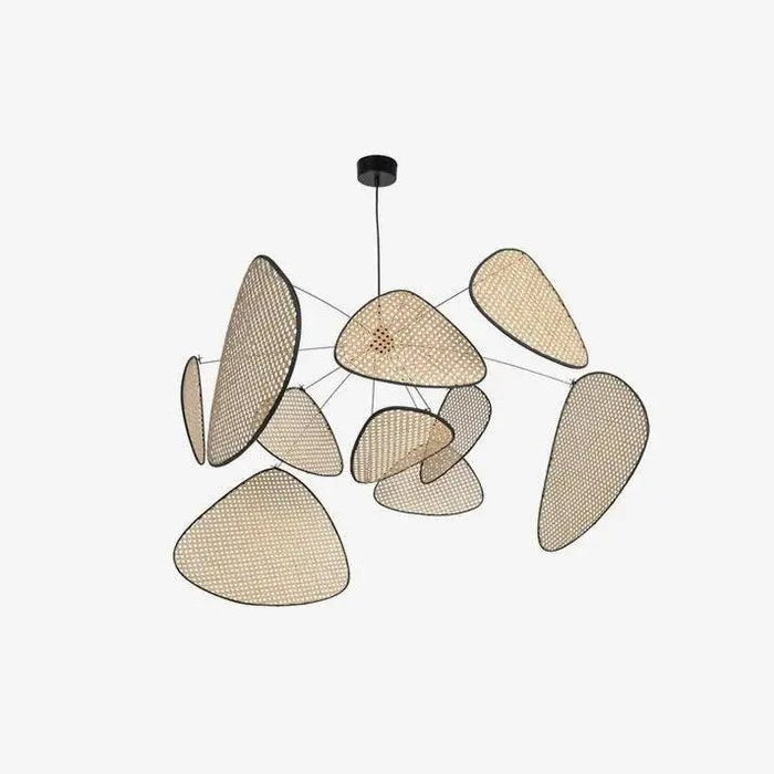 Screen Cannage Suspension Rattan Petal Pendant Lamp - Simprolos