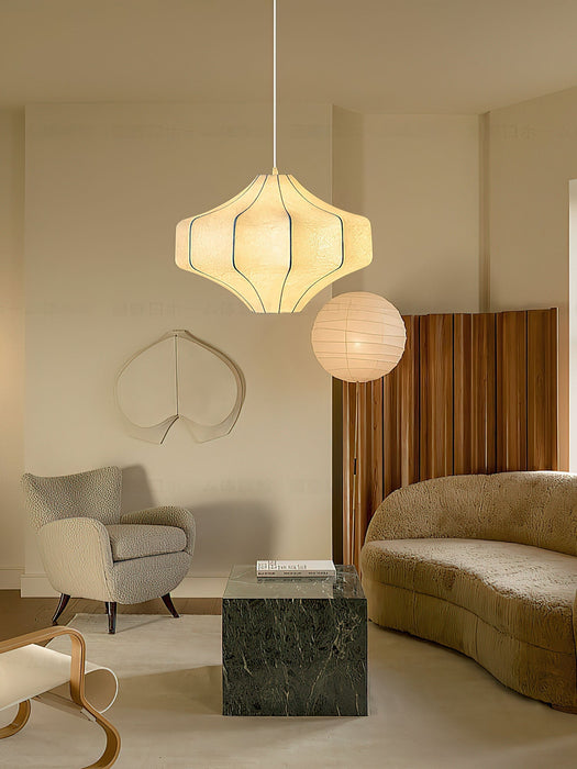 Silken Aura Silk Pendant Lamp - Simprolos